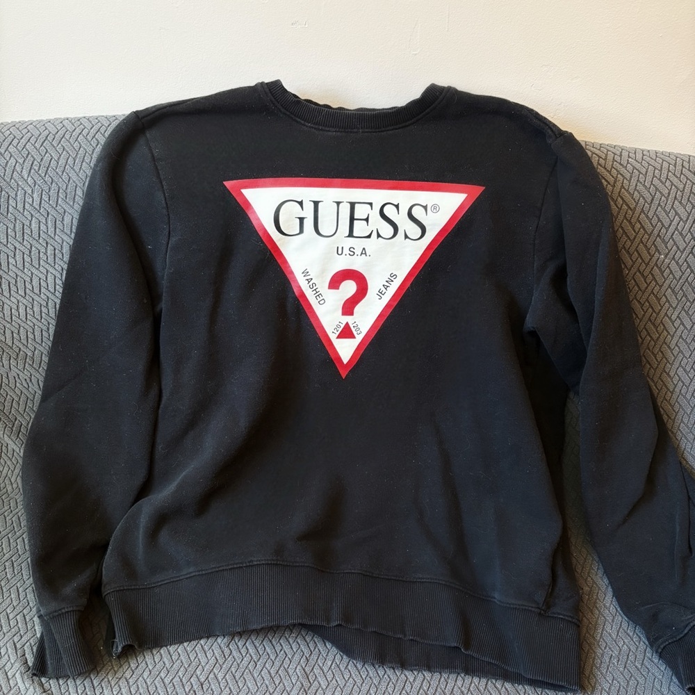 Black Sweatshirt with Red Guess Logo